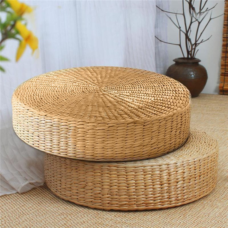 Natural Straw Weaving Round Cushions Meditation Yoga  Chair Cushion - here101 - 